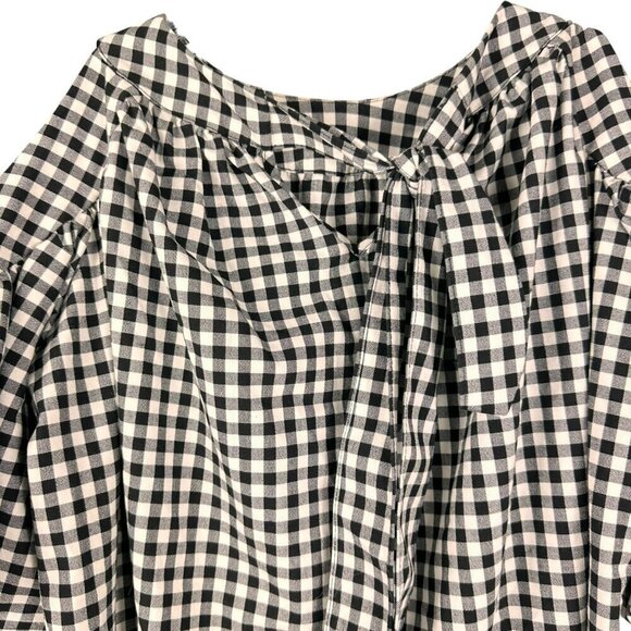 Zara Black White Gingham Baby Doll Dress Cold Shoulder Tie Back  XSmall - Picture 11 of 15
